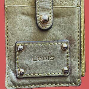 Lotis Textured Caterpillar Green Genuine Leather Cardholder Wallet EUC